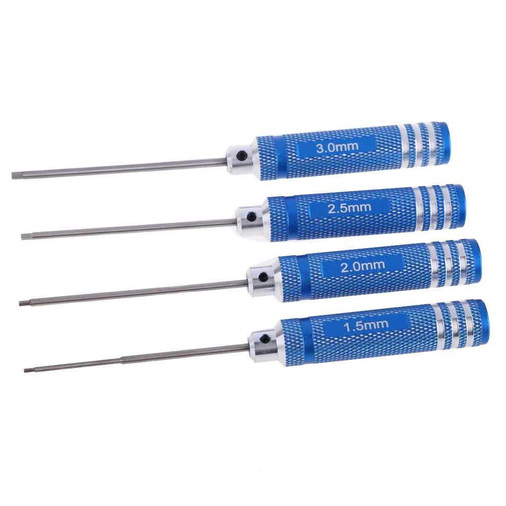 

4pcs 1.5mm 2.0mm 2.5mm 3.0mm Hexagonal Hex Screw Driver Screwdrivers Tools Set Kit for RC Aircraft Other Toys White Steel