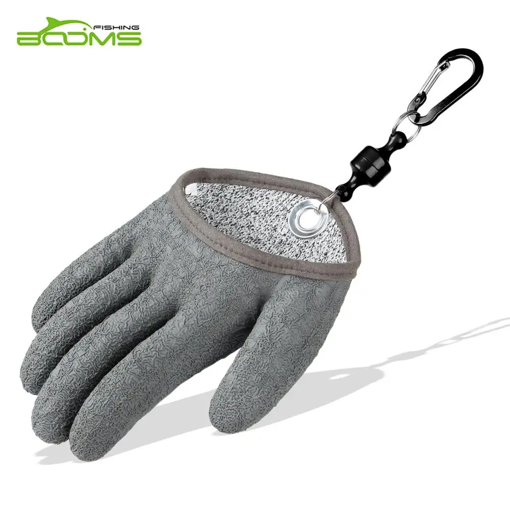 

Booms Fishing Free Hands Gray Fishing Gloves for Handing Fish Safety with Magnet Release