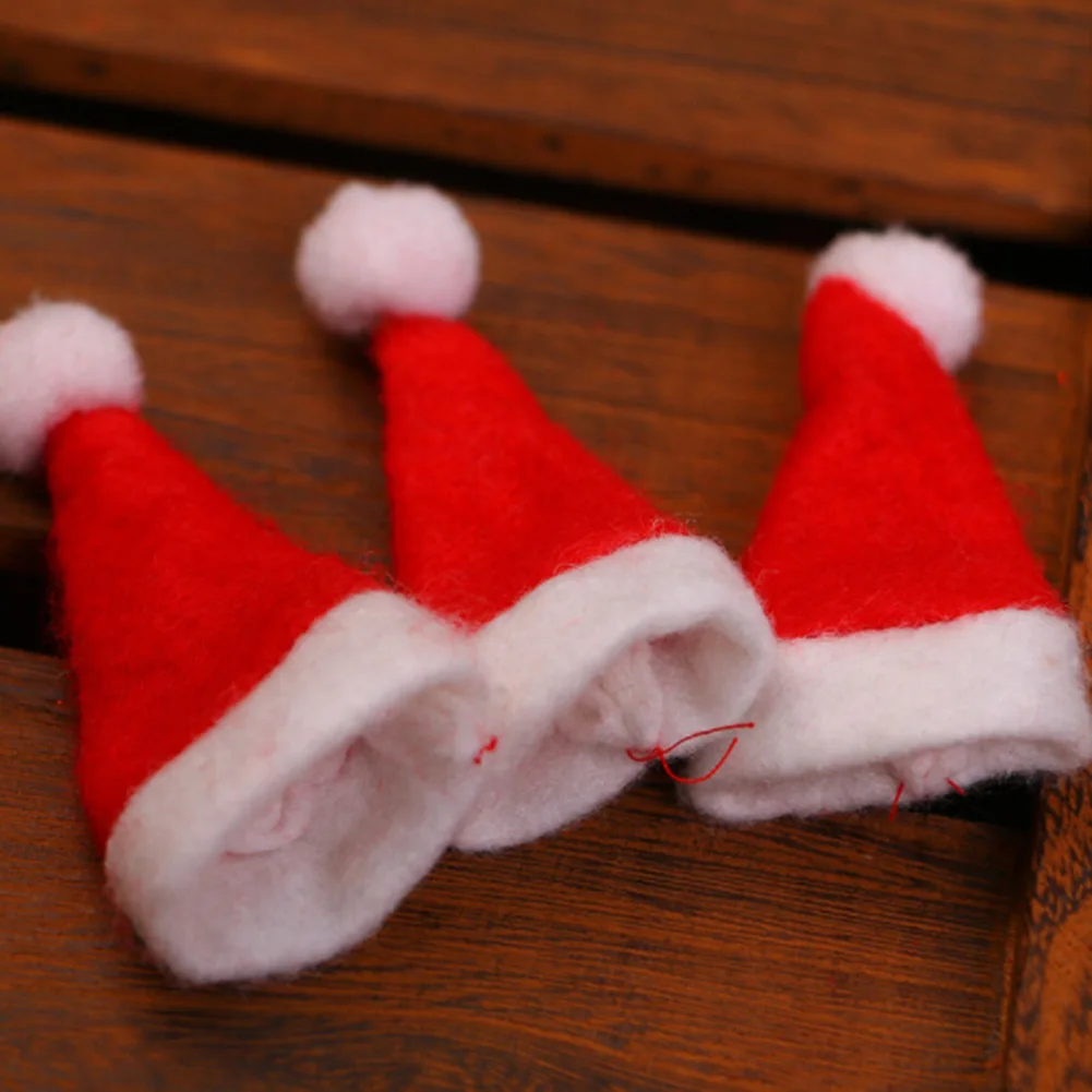 

Mini Santa Claus Hat Christmas Xmas Holiday Lollipop Top Topper Cover Festival Decor Wholesale