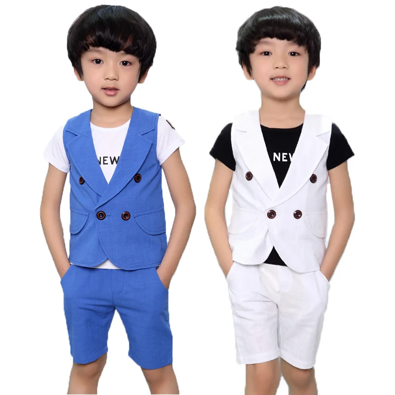 

Children Boys Suits Blazer Waistcoat Vest Pant 2Pcs Brand England Kids Summer Weddings Birthday Dress Gentleman Costumes Clothe