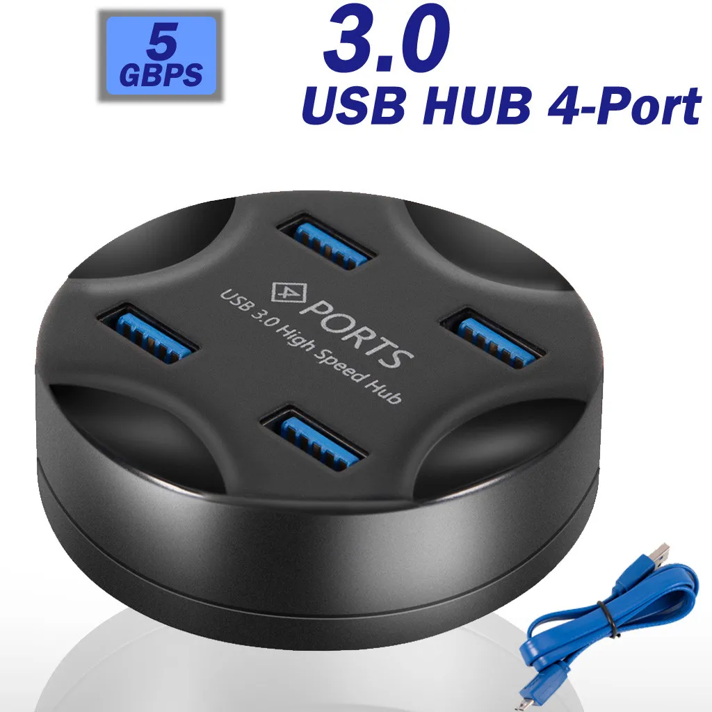 4-Порты и разъёмы USB 3,0 Суперскоростной концентратор круглый 5 Гбит/с мульти расширитель USB кабель, совместимый для зарядки передачи данных жесткого диска# LR4