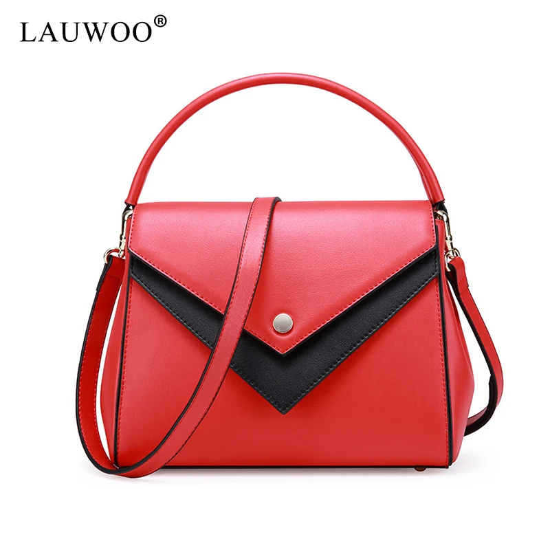 LAUWOO Top quality Women Genuine Leather handbag ladies fashion Casual Cover handbags Women's