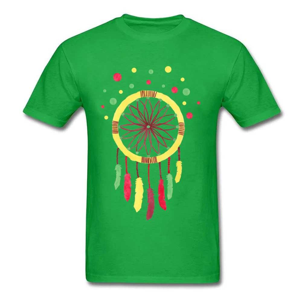 Rainbow Dreamcatcher T-Shirt for Men Casual Summer Tops Tees Short Sleeve Hot Sale Custom Tee-Shirts O Neck 100% Cotton Rainbow Dreamcatcher green