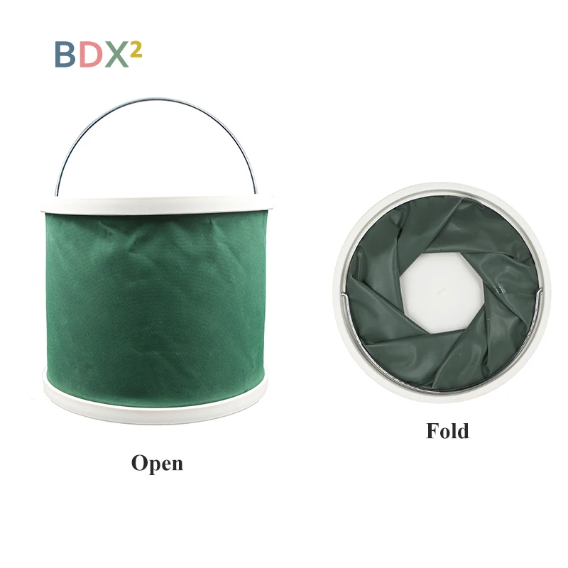 

Portable 11L Collapsible Bucket Car Storage Camping Outdoor Fishing Washing Gardening Foldable Multifunctional Green Waterproof