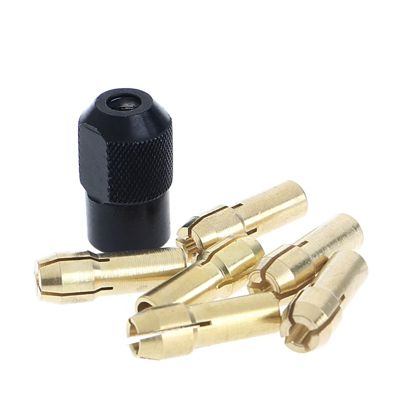 7Pcs Brass Collet 1.0/1.6/2.0/2.4/3.0/3.2 + Check M8*0.75 Fits Rotary Tools