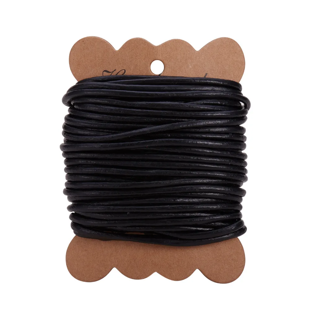 

PandaHall Elite 1 Roll 3 mm Cowhide Round Leather Cords For Bracelet Neckacle Beading Jewelry Making 10 meter / 11 Yard Black