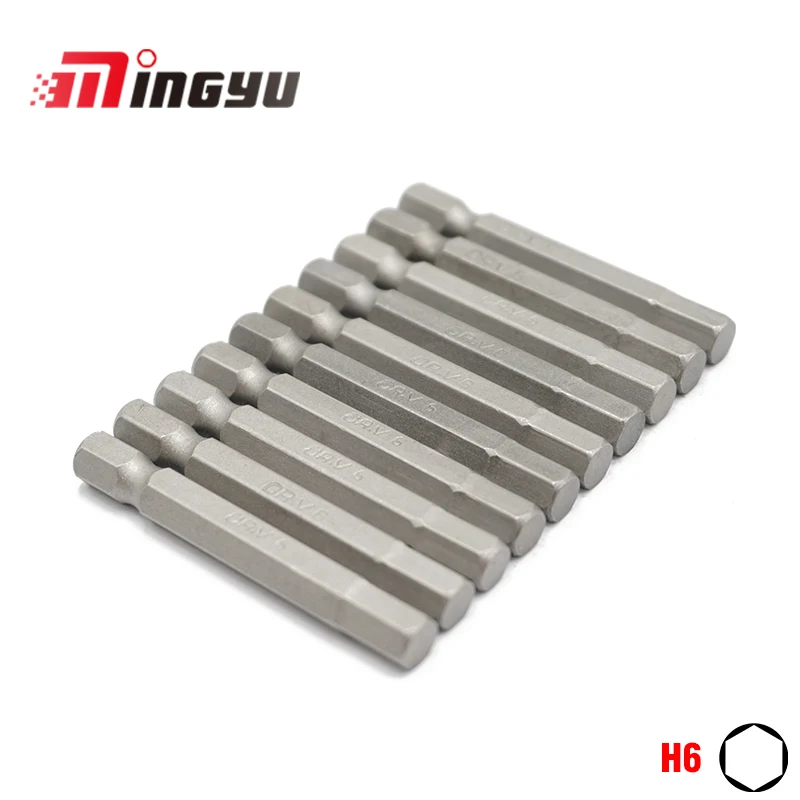 

10pcs Hexagon H6 Impact Screwdriver Bit Set Chrome Vanadium Steel Hand Tools 50mm Length 1/4 Inch Hex Shank Screw Drive Bit