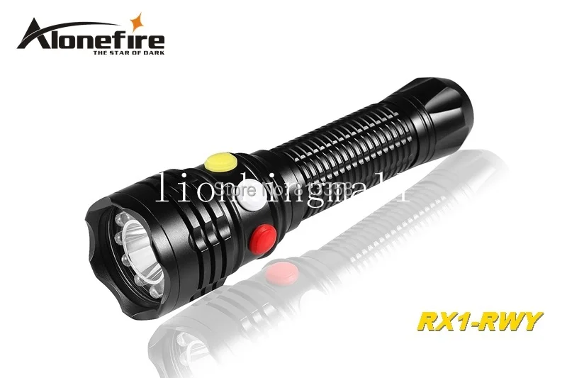 

AloneFire RX1-RWY CREE XP-E Q5 LED Red White Yellow light Multi-function signal lamp flashlight torch