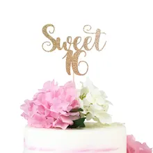 Sweet Sixteen торт Топпер блестящая бумага количество торт Топпер День рождения украшения для вечеринок украшение для именинного торта