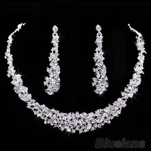Новое поступление роскошных свадебных ювелирных изделий выпускного вечера Кристалл Стразы ожерелье со стразами и серьги набор 7FZI 9SJ8