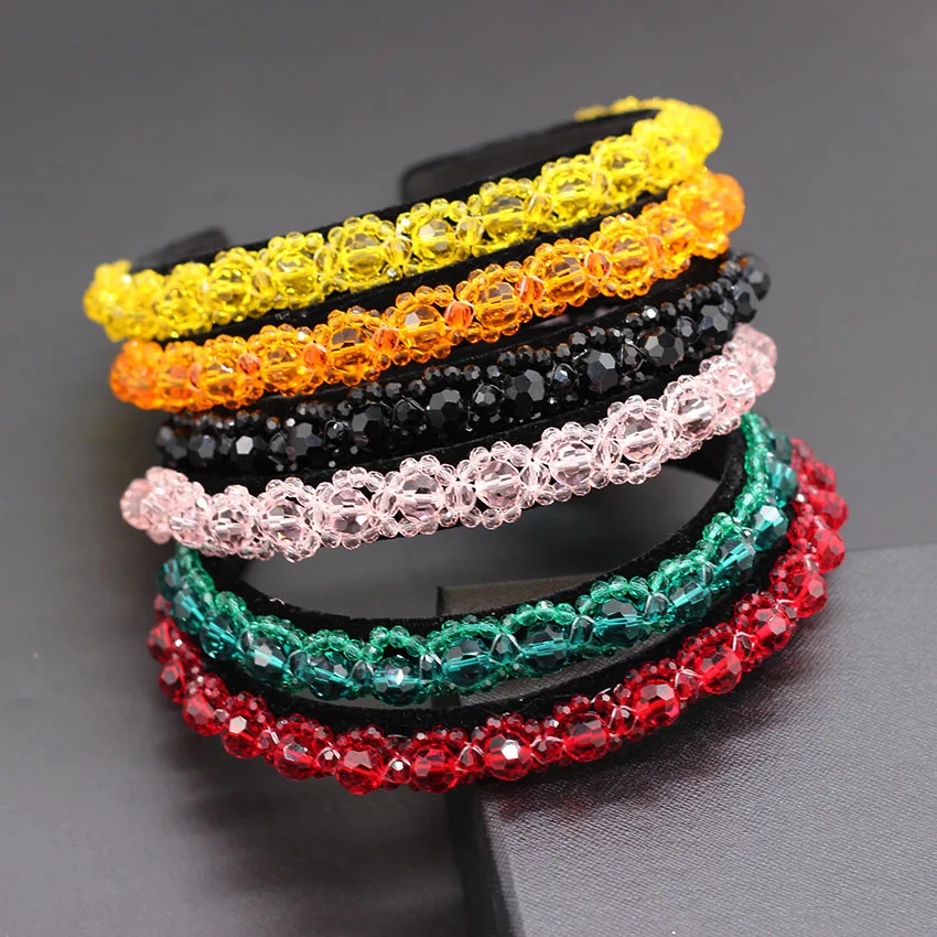 

Simple crystal flower wild headband Fashion personality multi-color transparent crystal wild headband 868
