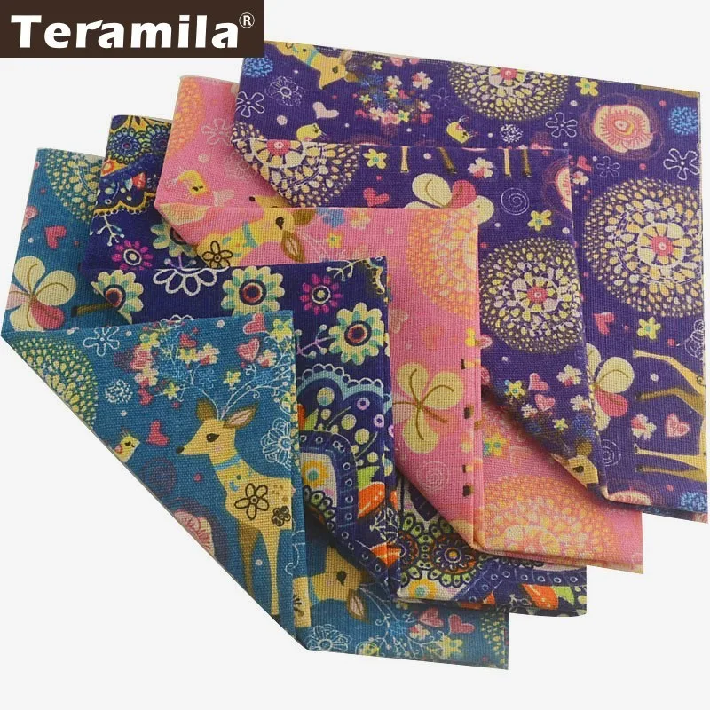 Teramila холст хлопчатобумажная льняная ткань Sika Deer Design DIY подушки занавески 4 шт. 45x45