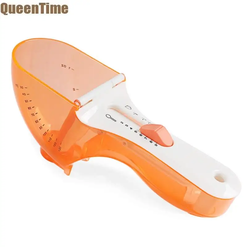 

QueenTime Adjustable Measuring Spoon Salt Sugar Spoon With Scales Plastic Teaspoon For Cooking Kitchen Gadgets Portable Scoop