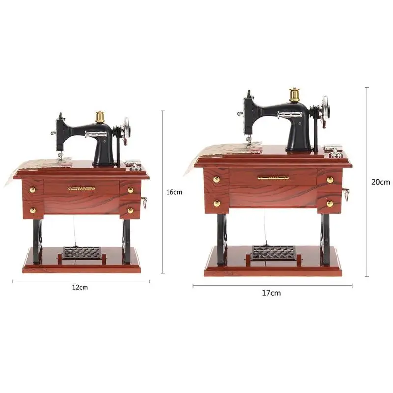 Швейная машина Музыкальная Шкатулка винтажная деревянная металлическая Механическая шкатулка для ювелирных изделий подарок на день рождения стол украшение дома аксессуары
