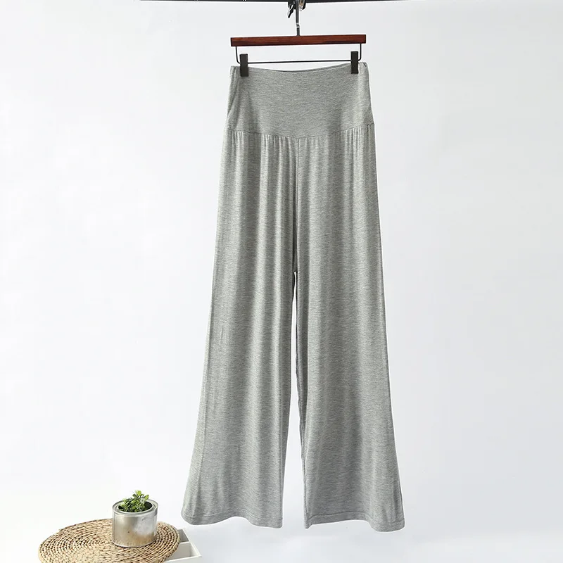 2019 spring summer new plus size modal wide leg pants casual female 100kg loose high waist home pants sleep bottoms pants soft