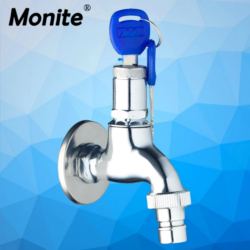 Bathtub Faucets Audacious Chrome Plastic Torneira Washing Machine Bathroom Single Cold Wall Mounted Key Lock Switch 2018 Sink Faucets,mixers &taps Home Improvement