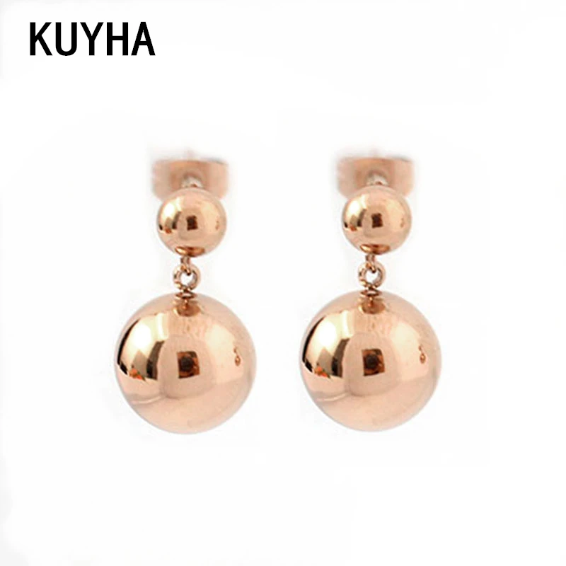 Rose Gold Bead Stud Earrings for Women/Girls/Lady 15MM Diameter Round Ball Jewelry | Украшения и аксессуары