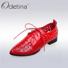 Odetina 2017 Spring&Summer Women Lace Up Derby Shoes Women Pointed Toe Casual Shoes Fashion Hollow Flat Silver Ladies Shoes