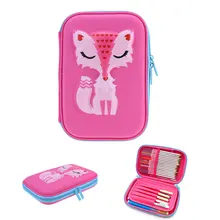VODOOL EVA Cute Pencil Case For School Office Cartoon Fox Large Capacity Stationery Pen Holder Organizer
