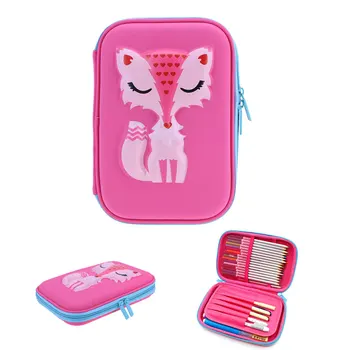 

VODOOL EVA Cute Pencil Case For School Office Cartoon Fox Large Capacity Stationery Pen Holder Organizer Box Escolar Papelaria