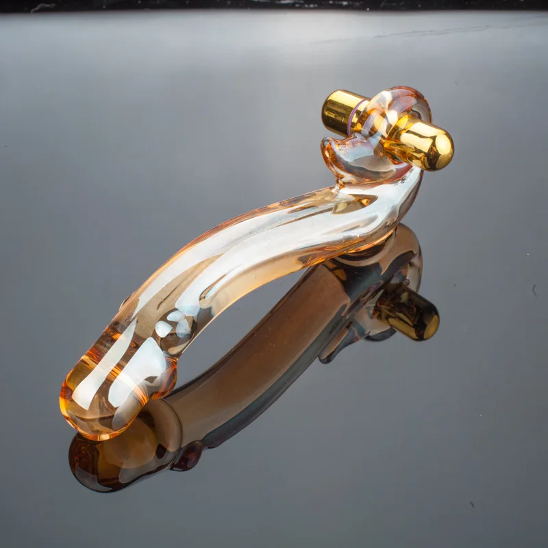 graceful curve golden glass font b dildo b font vibrator fake penis anal butt plug sexy