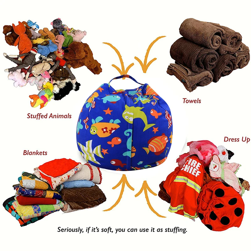 

Plush Toy Organizer with Carrier Handle Storage Pouch Bean Bags 18 Inch Stuff Animal Comfortable Clothes Towels