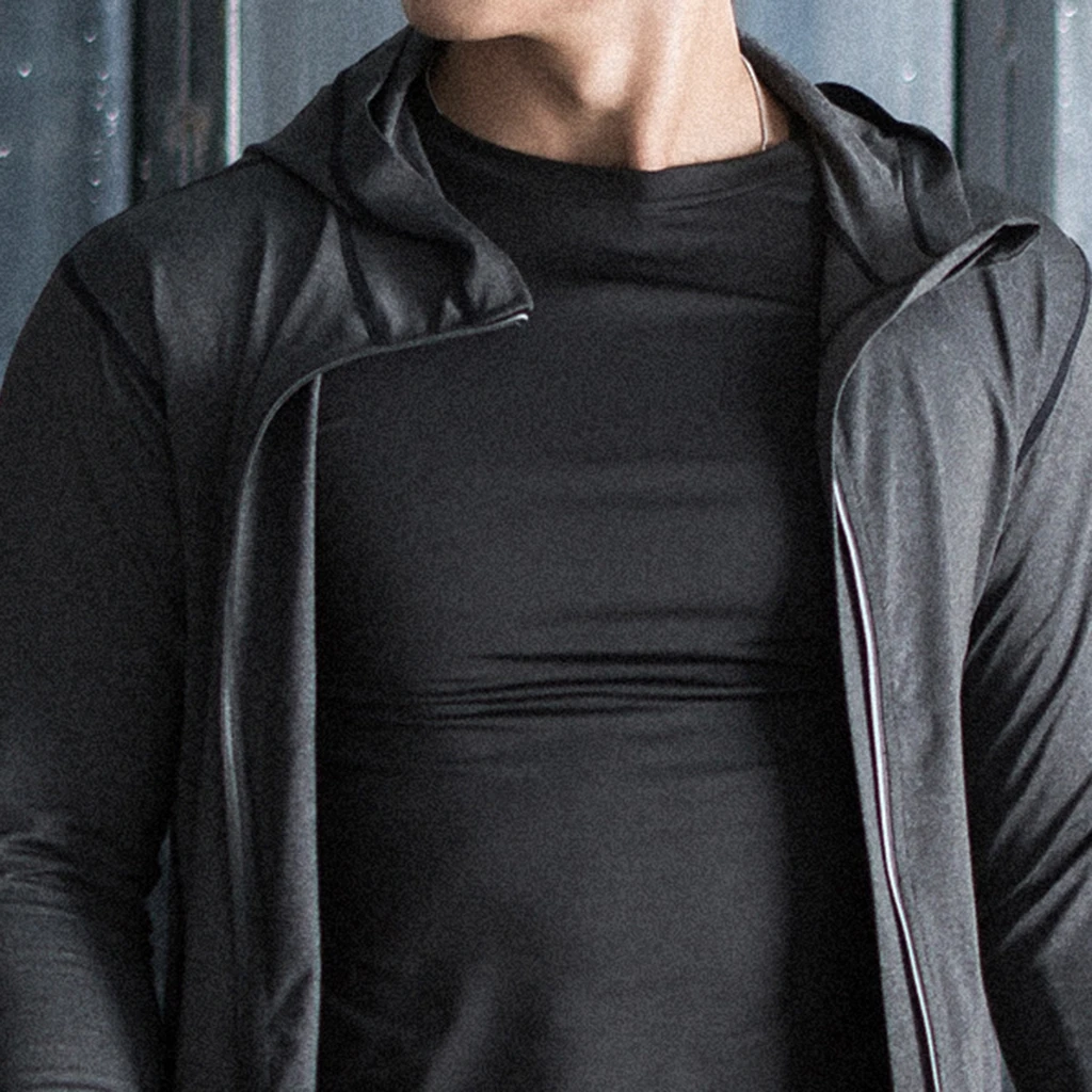 2019 New Mens Sports Polyester Knitted Hooded Jackets Autumn Gym Running Yoga Hoodies Jogging Overcoat 