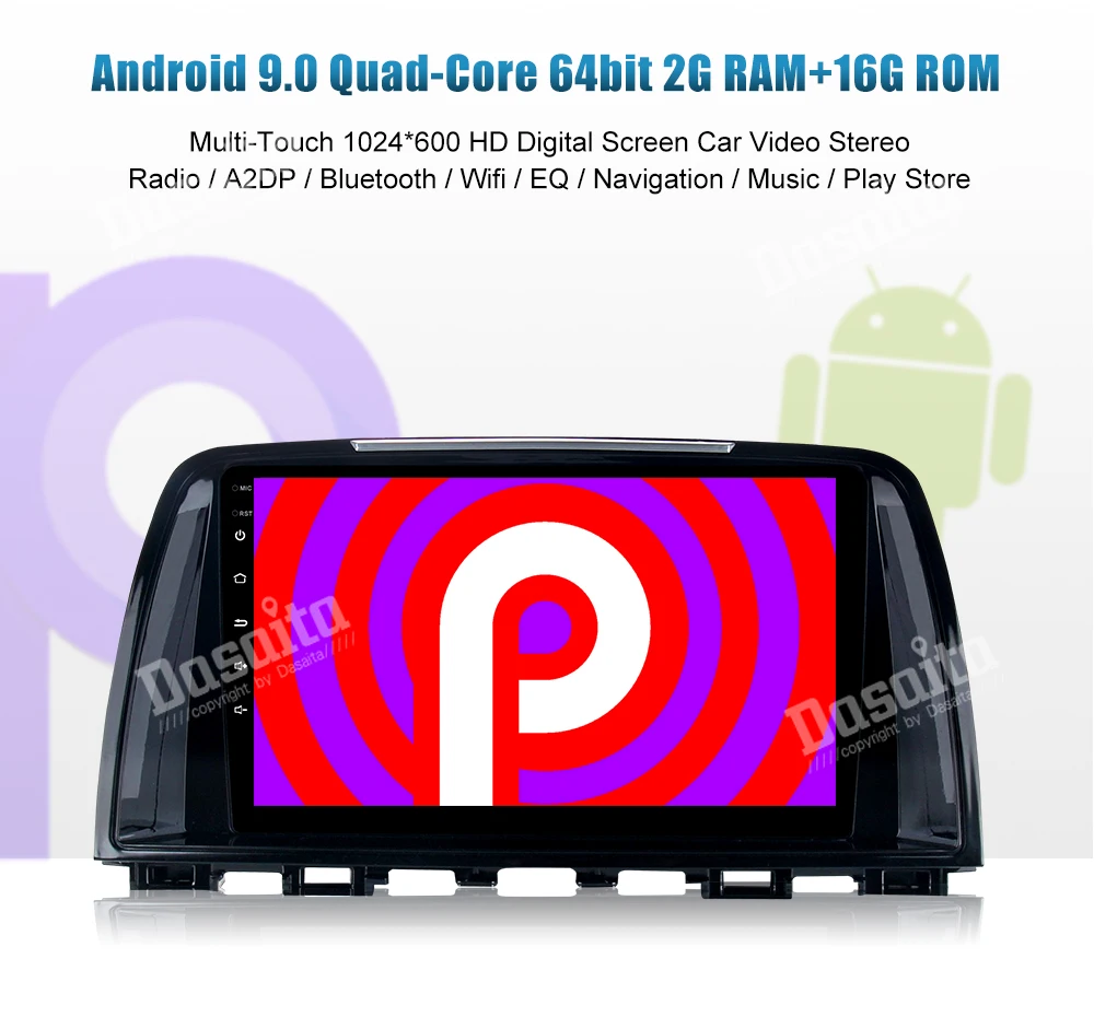 Top Dasaita 9 Inch Android Car GPS DVD Player Navi for Mazda 6 Atenza Stereo Autoradio 2013 2014 Bluetooth WIFI Mirror Link DAB+ 4G 4