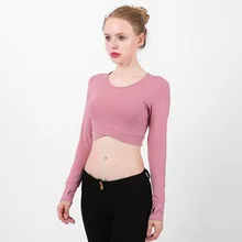 Для женщин тренажерный зал йоги топы Йога рубашки с длинным рукавом тренировки Топы Фитнес кроссовки спортивные футболки Training Спортивная одежда для йоги