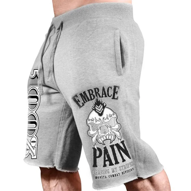 

2019 New Men's Casual Cotton jogger Shorts men Sexy Sweatpants Male Fitness Bodybuilding Workout Homme Fashion Skull brand Short