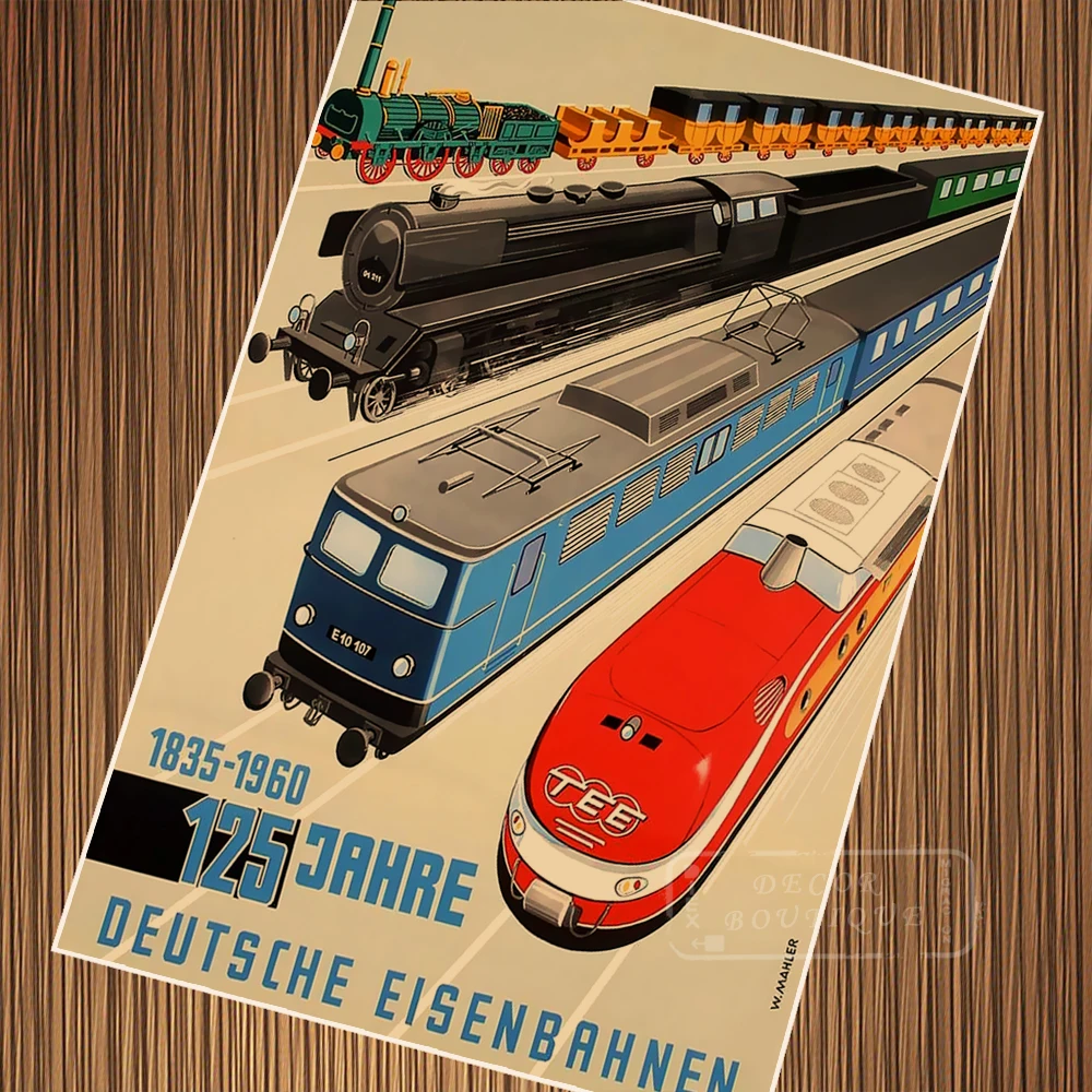 

1960 German Railway Anniversary Train Travel Ad Beauty View German Retro Vintage Poster Canvas Wall Art Home Posters Decor