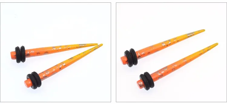 Корпус панк акрил 1 пара оранжевый серебряный точечные ленты для растягивания ушей вилки расширитель для уха 3 мм-13 мм корпус панк TPR 006 O