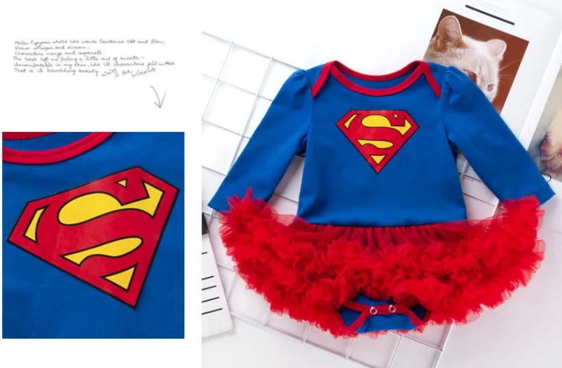 Новый комбинезон для маленьких девочек наборы ухода за кожей милые с длинными руками в стиле Супермена комбинезоны малышек и повязка на