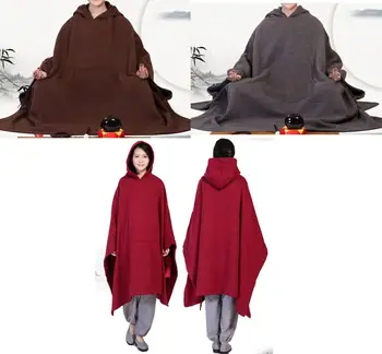 

unisex high quality Autumn&winter zen meditation cloak Buddhism shaolin monks kung fu cape buddhist Lay suits red/gray/brown