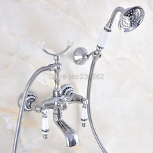 Chrome Wall Mounted Bathtub Faucet Tub Faucet Telephone Style Bathroom Bath Shower Set with Handshower lna707 Chrome Wall Mounted Bathtub Faucet Tub Faucet Telephone Style Bathroom Bath Shower Set with Handshower lna707