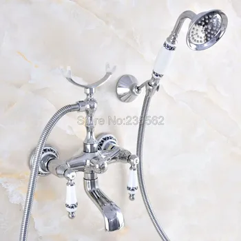 

Chrome Wall Mounted Bathtub Faucet Tub Faucet Telephone Style Bathroom Bath Shower Set with Handshower lna707