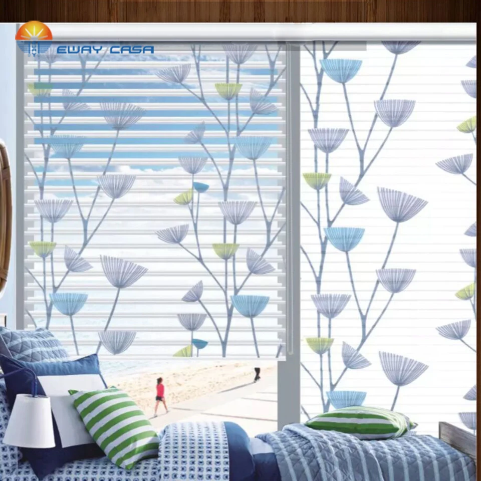 EWAY CASA Печатные шторы Shangri la переключаемые трехслойные прозрачные затемнения