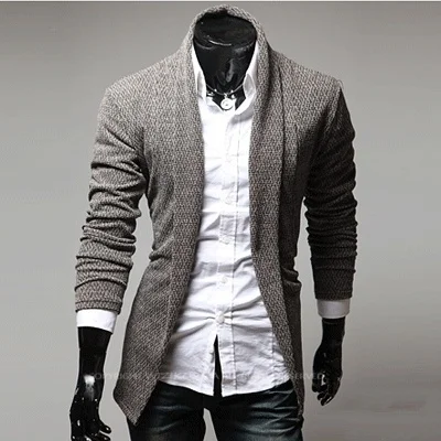

ZOGAA New men's cardigan slim leisure pure colour cardigan