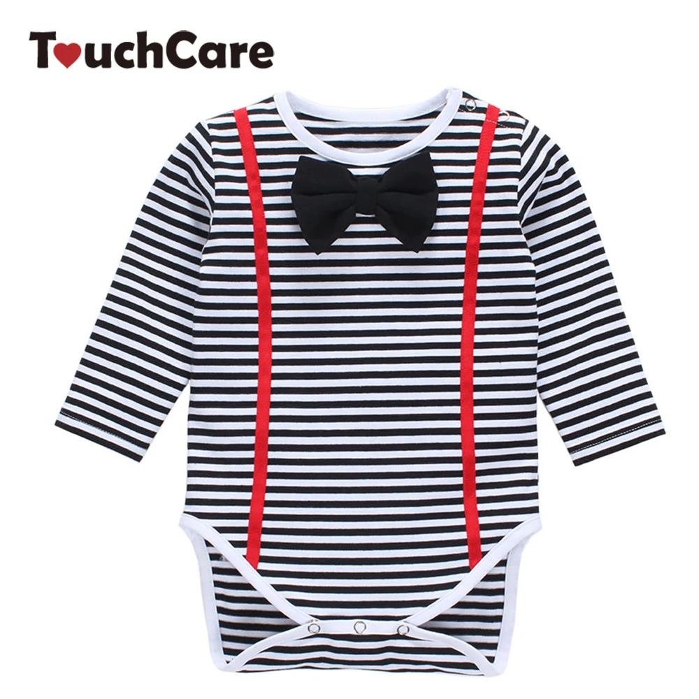 Newborn Bow Tie Baby Boy Girl Romper Soft Cotton Long Sleeve Baby