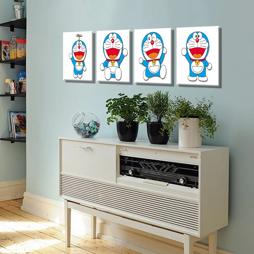 Современный холст искусство Doraemon иллюстрация мультфильм домашний декор картина