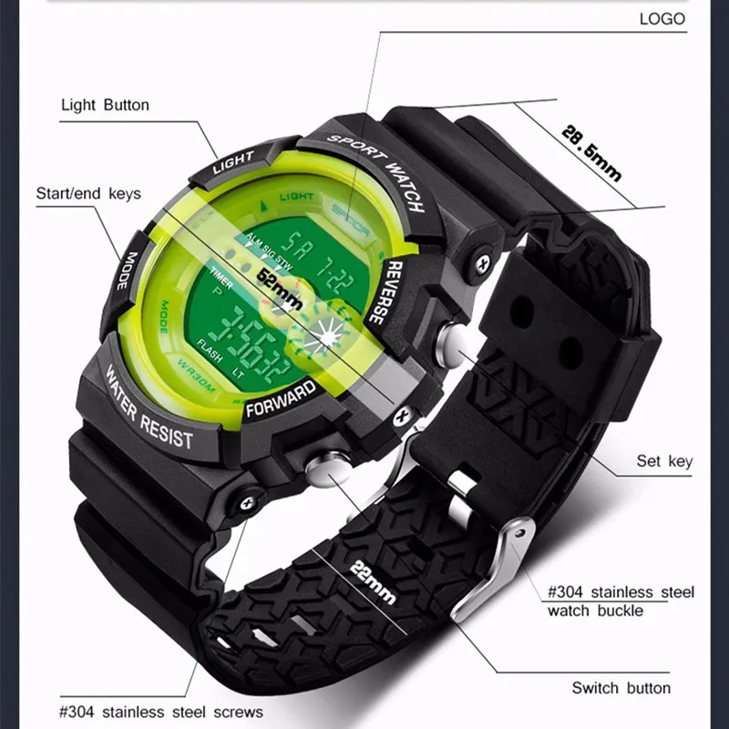 SANDA 320 мужские водонепроницаемые спортивные часы цифровые часы лучший бренд класса люкс Erkek Kol Saati модный будильник Relogio Masculino
