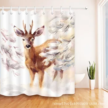 

Fawn pattern Shower Curtain Environmental Protection Polyester High Quality Washable Bathroom Decoration Shower Curtain