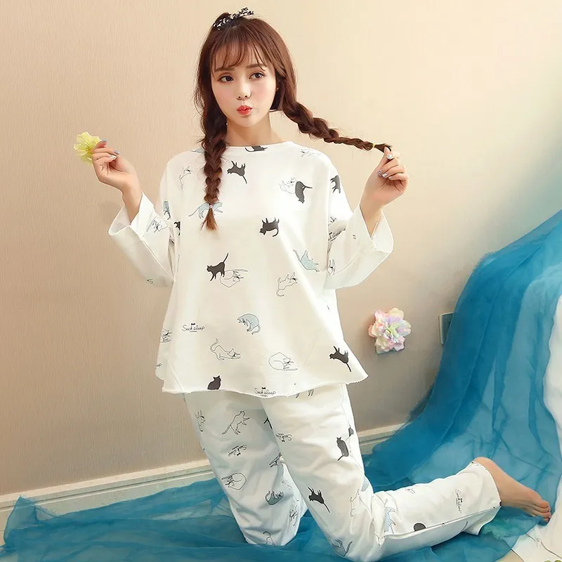 

Factory Sale New Women Pajamas Suits Lovely Plaid Home Suit Sleepwear Long Sleeve Pyjamas Comfortable Girl Pijamas Mujer