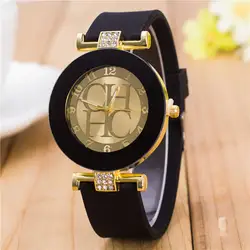 2018 новый простой кожаный бренд ЖЕНЕВА повседневное кварцевые часы для женщин Кристалл силиконовые часы Relogio Feminino Наручные часы горячая