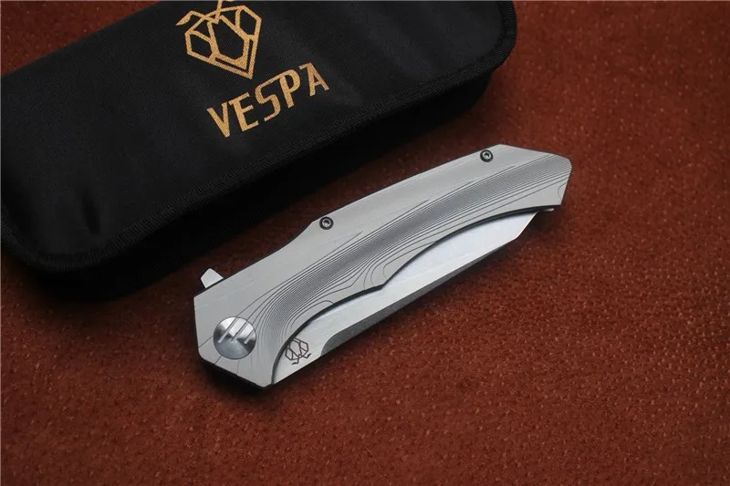 Высокое качество, нож VESPA, лезвие: S35VN(камень мыть/сатин), Ручка: TC4 плоскостный подшипник Открытый Кемпинг Складной нож EDC