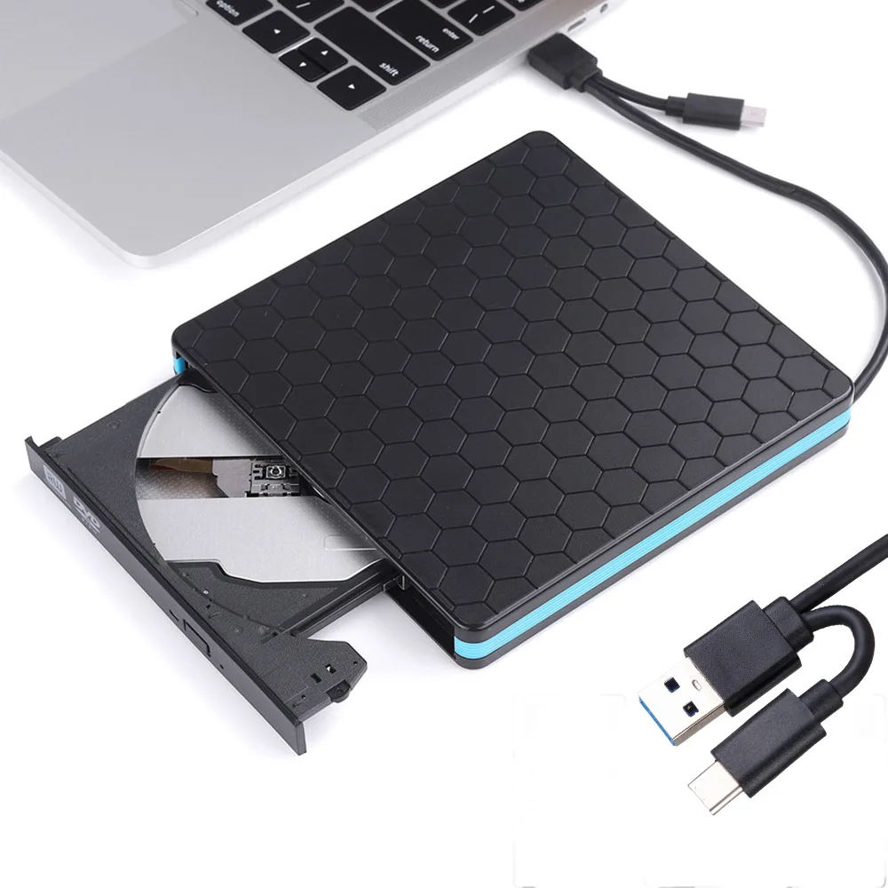

External DVD ROM Optical Drive USB 3.0 DVD -RW DVD/CD Player Burner Type-c Port CD Driver for MacBook Laptop