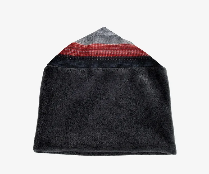 NUZADA New Men Women Skullies Beanies Cap Knitted Cotton Bonnet Double Layer Fabric Warm Caps Solid Winter Color Print Hats