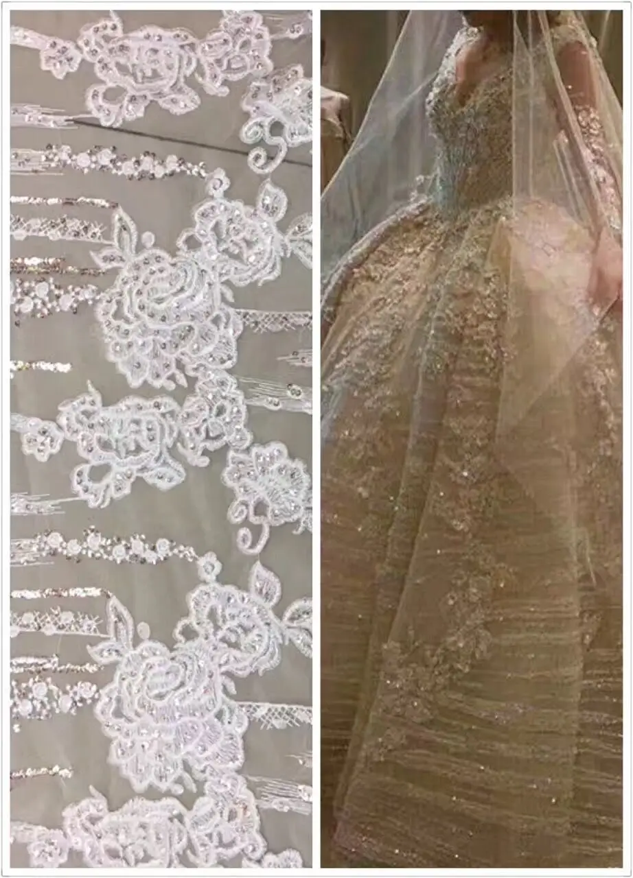 

Tulle Fabric Lace High Quality Latest African Laces SYJ-62719 With sequins Nigerian Tulle French Net Lace Fabric For Party