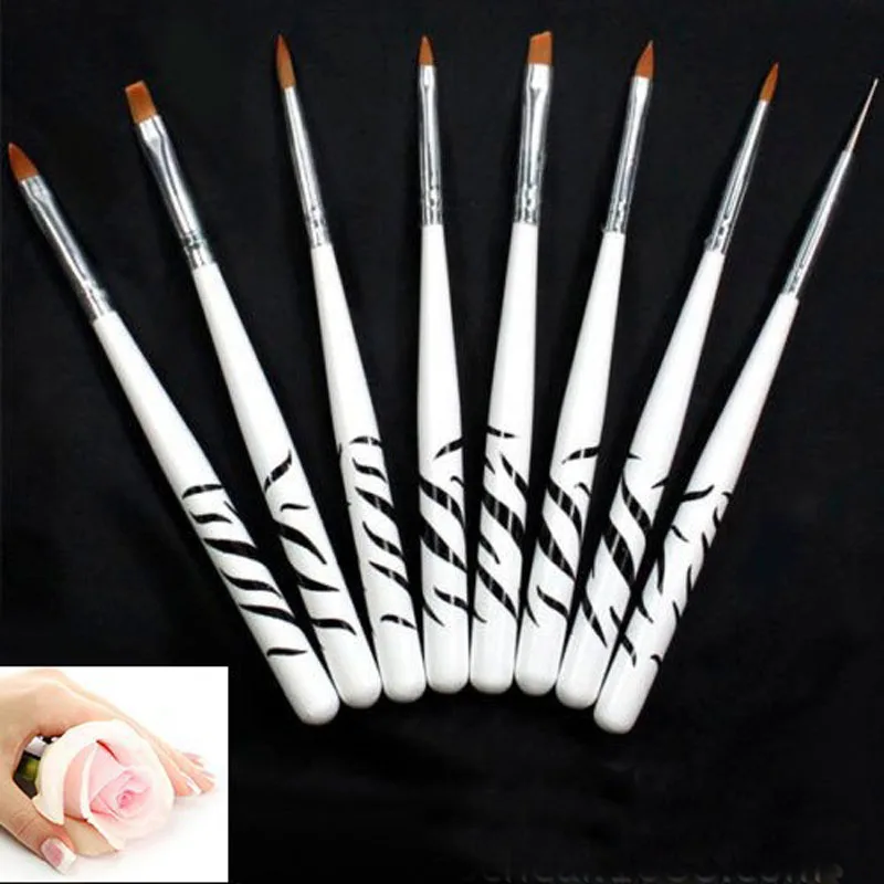 

8 PCS nail brushes / set Pull Pen French manicure / nail super bright glitter / sequins nail / phototherapy Crystal nail