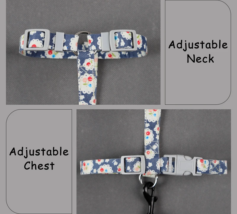 Adjustable Cat Collar Harness Leash for Dogs I-shaped Vest Cotton Rope Small Pet Traction Walk Kitten Halter Products